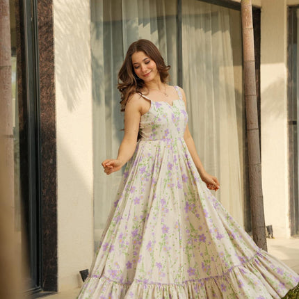 Rivasha Fashion Women Rayon Floral Print Anarkali Gown - MultiColor