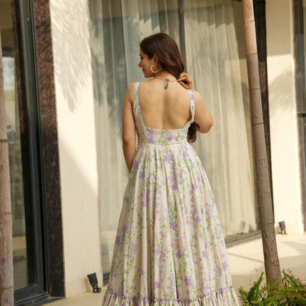 Rivasha Fashion Women Rayon Floral Print Anarkali Gown - MultiColor