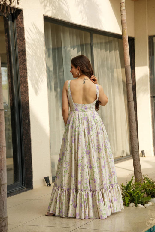 Rivasha Fashion Women Rayon Floral Print Anarkali Gown - MultiColor