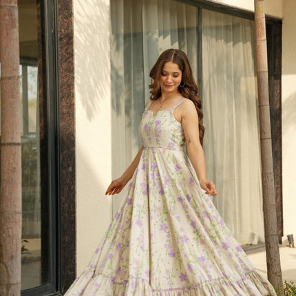 Rivasha Fashion Women Rayon Floral Print Anarkali Gown - MultiColor