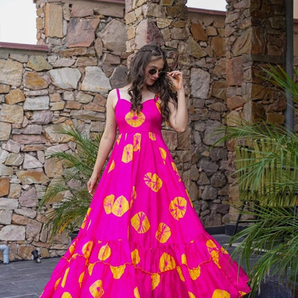 Rivasha Fashion Women Rayon Floral Print Anarkali Gown - MultiColor