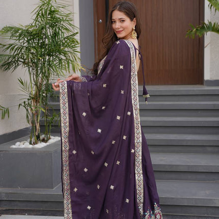 Rivasha Fashion Women Heavy Diamond Silk Anarkali Gown With Dupatta - Blue