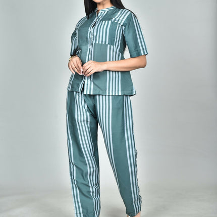 Morchari Digital Print Semi Muslin Co-Ord Set Top & Trouser-Multicolor