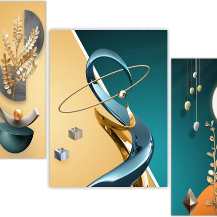 Tehzeeb Creations Set Of 3 Digital Wall Painting