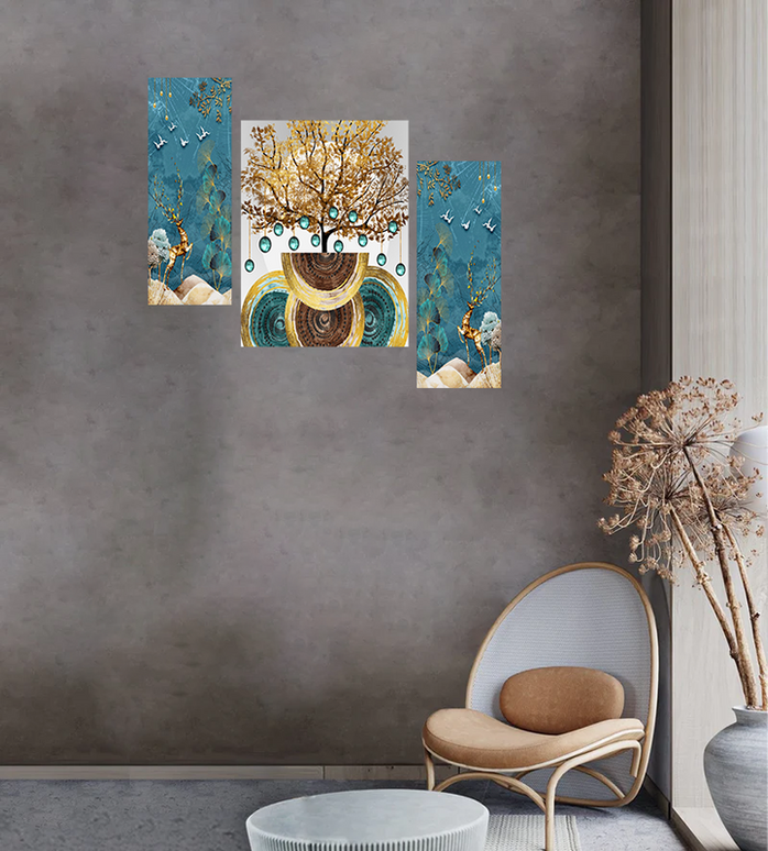 Tehzeeb Creations Set Of 3 Digital Wall Painting