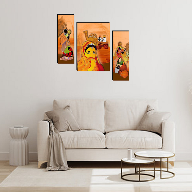Tehzeeb Creations Set Of 3 Digital Wall Painting