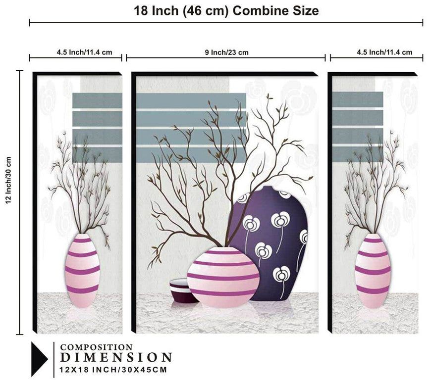 Tehzeeb Creations Set Of 3 Digital Wall Painting