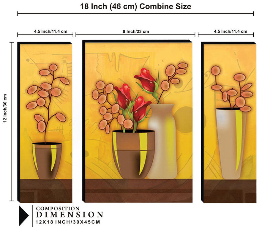 Tehzeeb Creations Set Of 3 Digital Wall Painting