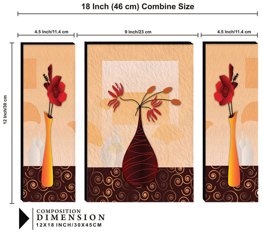 Tehzeeb Creations Set Of 3 Digital Wall Painting