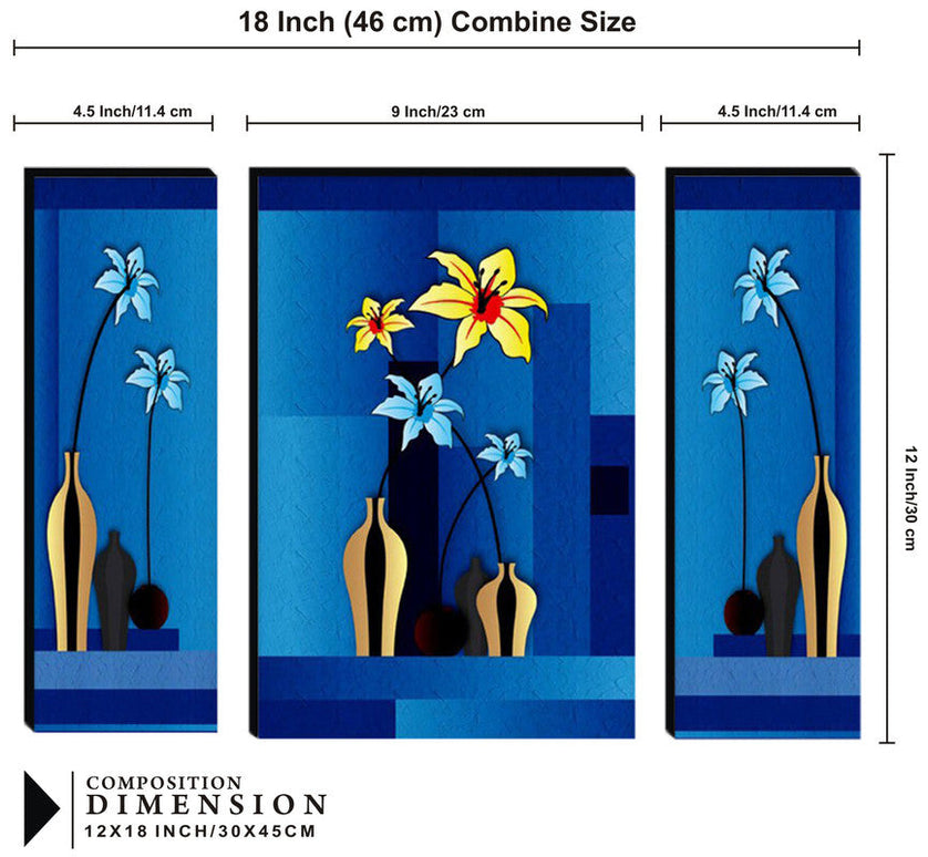 Tehzeeb Creations Set Of 3 Digital Wall Painting