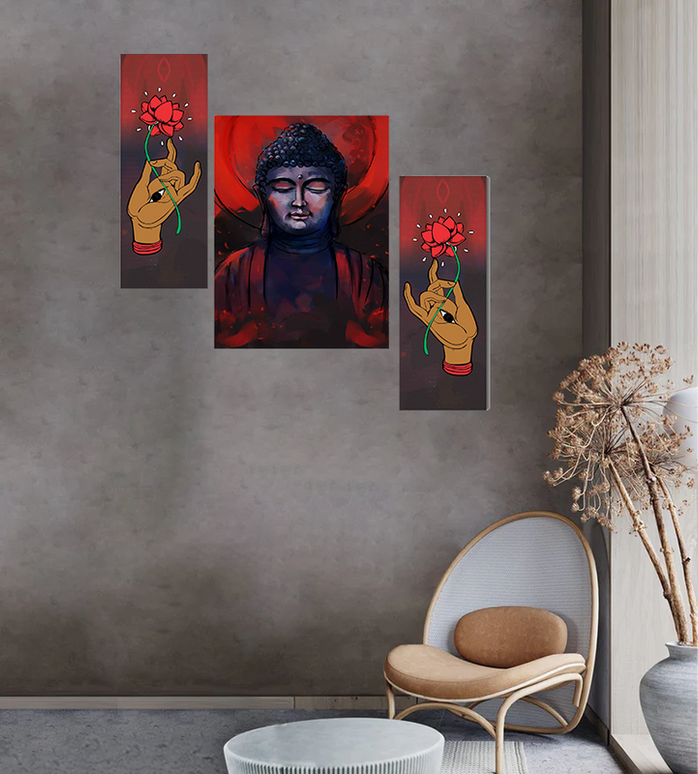 Tehzeeb Creations Set Of 3 Digital Wall Painting