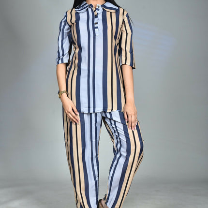 Morchari Digital Print Semi Muslin Co-Ord Set Top & Trouser-Multicolor