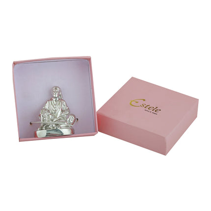 Estele Rhodium Plated Sirdi Wale Sai Baba Idol for Home/Car decor