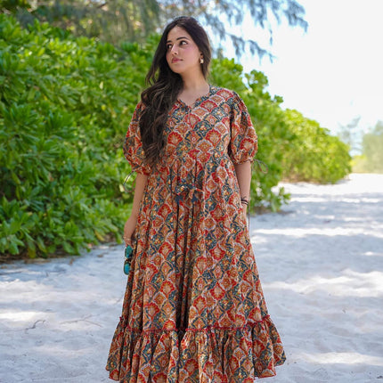 Sonakshi Women's Multycolor Rayon Digital Print Full Round Flair Anarkali Gown Set