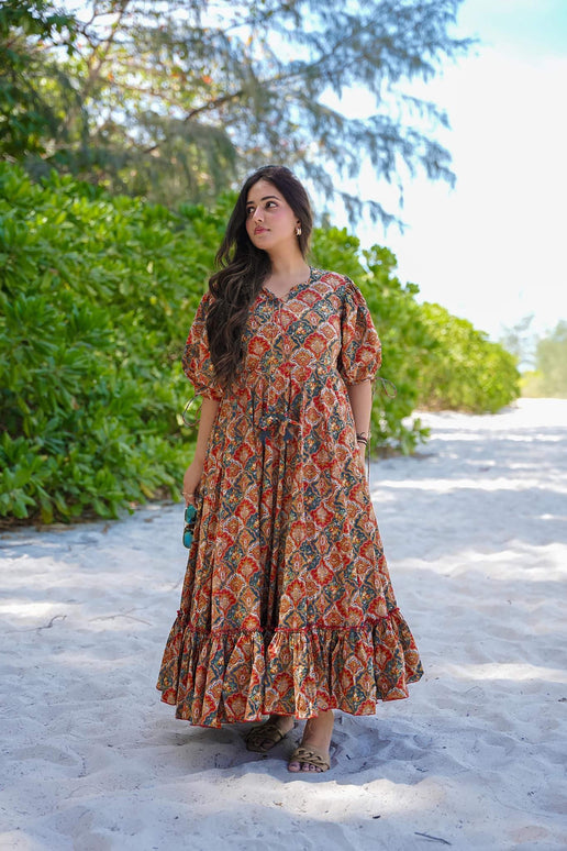 Sonakshi Women's Multycolor Rayon Digital Print Full Round Flair Anarkali Gown Set