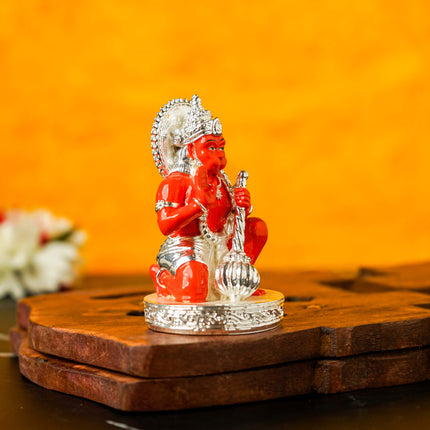 Sri Rudra Hanuman Silver Plated Orange 3 Inch SR03193