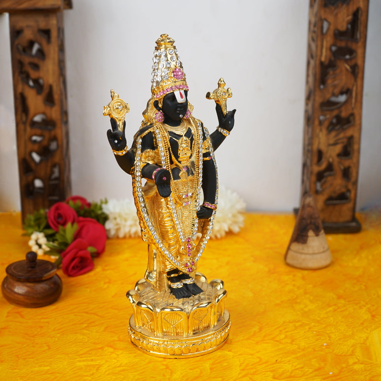 Sri Rudra Gold & Silver Polished Balaji 8'' With Diamond (SR 00221)