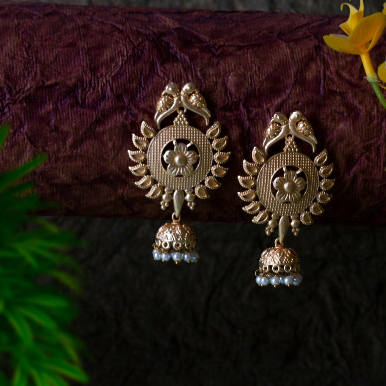 Joban Fashion Women Matte Gold Brass Earrings