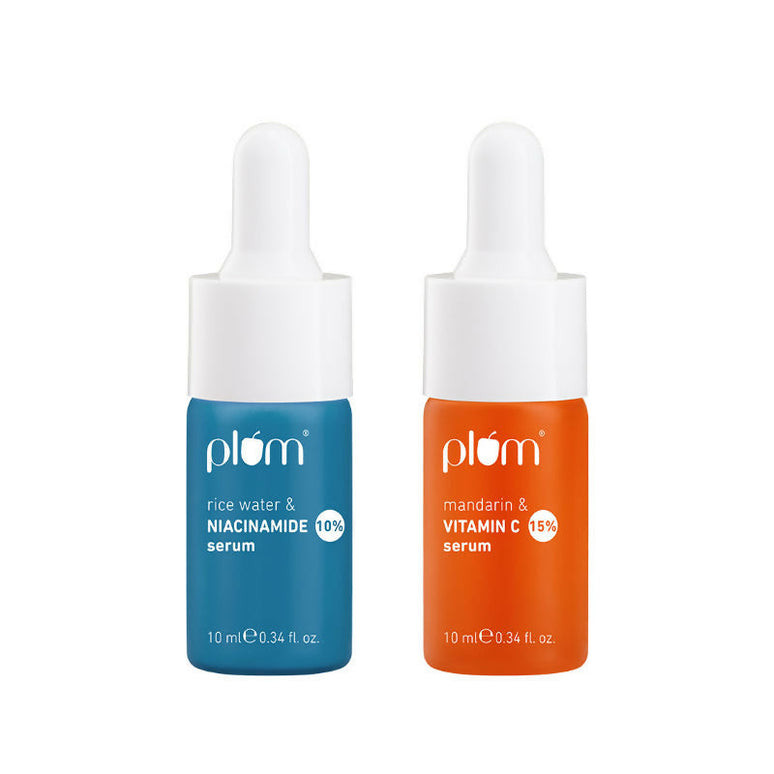 Plum Glow & Clarify Serum Travel Combo - 15% Vitamin C + 10% Niacinamide Face Serum