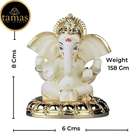 Tamas Gold-Polished Gaj Karna Ganesh Idol Off White & Gold Color