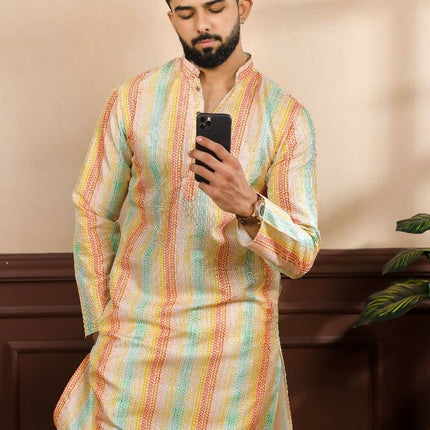 Multy Art Silk Digital Printed, Embroidery Work Kurta Set - Mahotsav