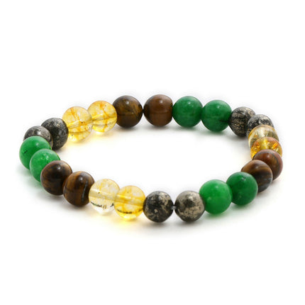 Red Carnelian, Lapis Lazuli, Amethyst, Yellow Citrine Crystal and Green Avanturine Multicoloured Cyrstal Beads bracelet - Ruby Raang