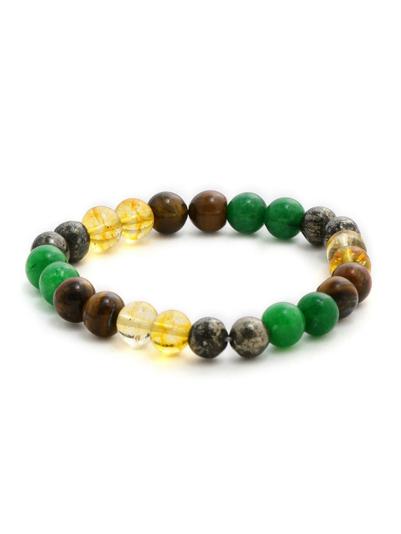 Red Carnelian, Lapis Lazuli, Amethyst, Yellow Citrine Crystal and Green Avanturine Multicoloured Cyrstal Beads bracelet - Ruby Raang