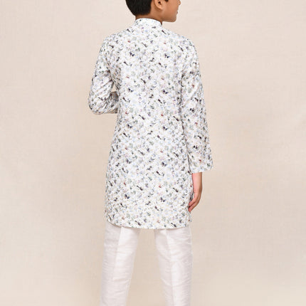 Joban Fashion Cotton White Kurta With Straight Fit Pant