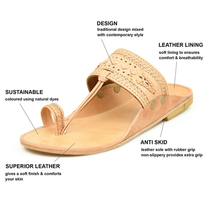 Stepsoft Natural Leather Kolhapuri Chappals For Men – Party & Ethnic Wear