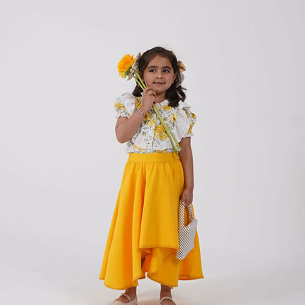 LH Luxury Fashion Ana Puff Sleeve Top & High Low Flared Skirt - Stylish Girls Co-ord Set