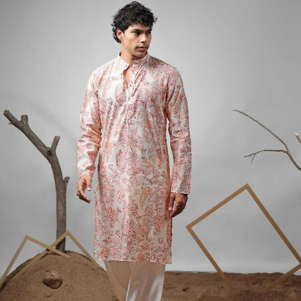 Pink Modal Designer Printed Kurta Set - Mahotsav