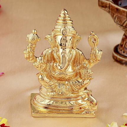 Estele Gold-Polished Spiritual Lord Ganesha Idol for Gifts & HouseWarming/Home/Office Decors
