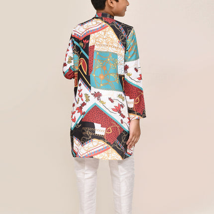 Joban Fashion Cotton Silk Multicolor Kurta With Straight Fit Pant