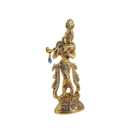 Purestory Lord Krishna Metal Statues Playing Flute
