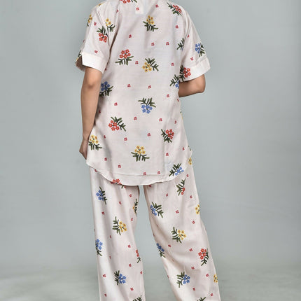 Morchari Digital Print Semi Muslin Co-Ord Set Top & Trouser-Multicolor