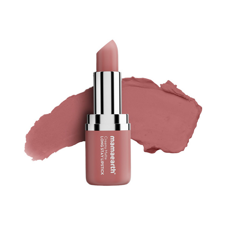 Mamaearth Creamy Matte Long Stay Lipstick - Pillow Nude - Limited Time Offer