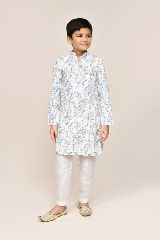 Joban Fashion Cotton Based Full Embroidered Work White Kurta With Straight Fit Pant