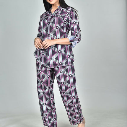 Morchari Digital Print Semi Muslin Co-Ord Set Top & Trouser-Multicolor