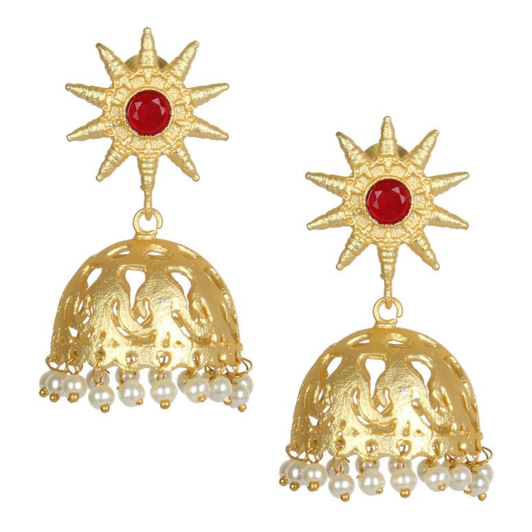 Joban Fashion Women Matte Gold Brass Jhumka