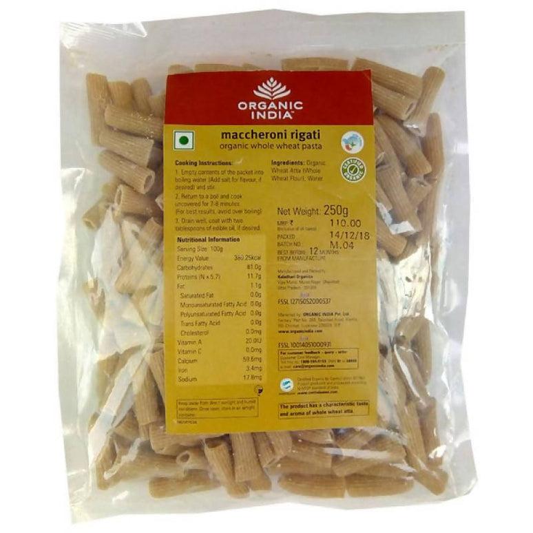 Organic India Maccheroni Rigati Organic Whole Wheat Pasta