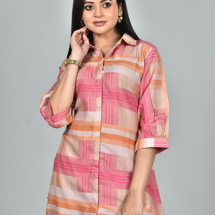 Morchari Digital Print Semi Muslin Co-Ord Set Top & Trouser-Multicolor