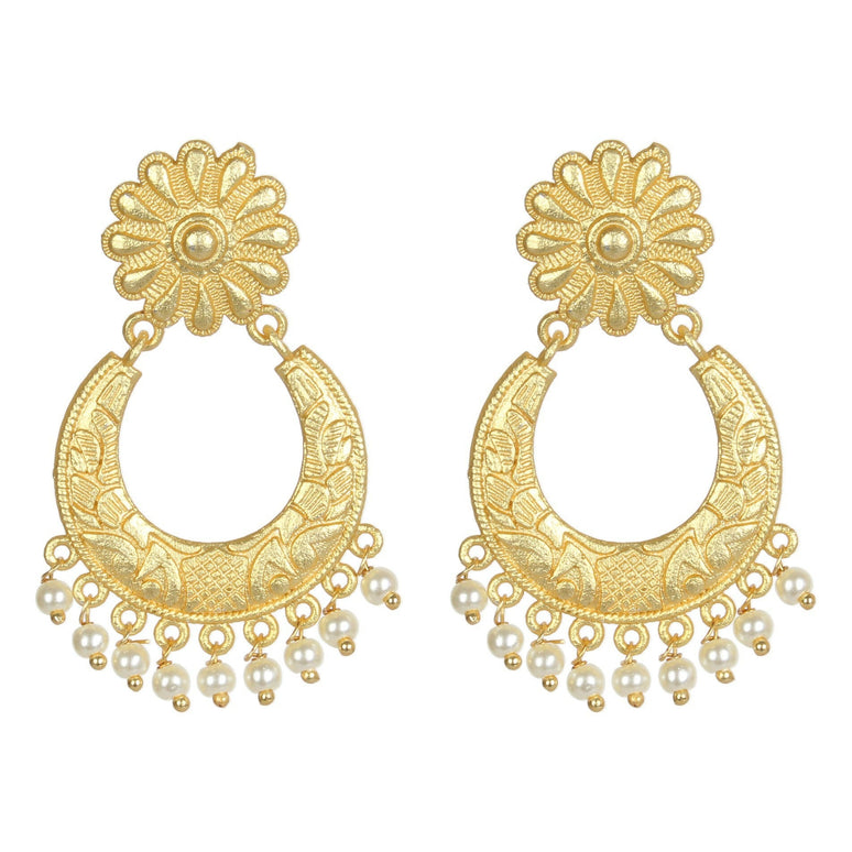 Joban Fashion Women Matte Gold Brass Earrings