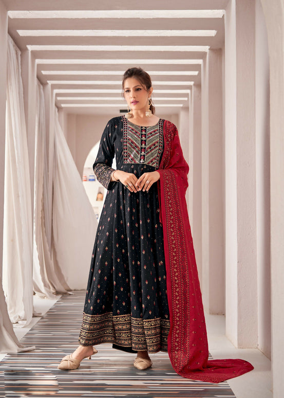 Aastha Fashion Black Rayon Party Wear Designer Gown Collection