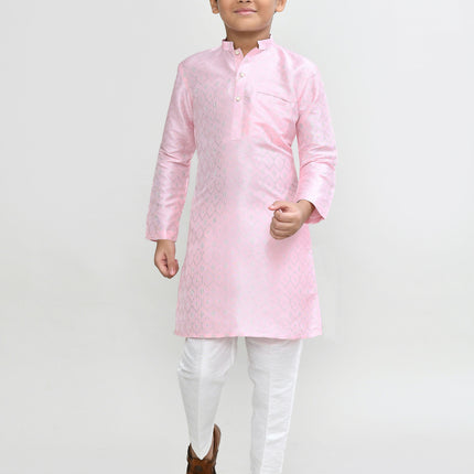 Joban Fashion Cotton Silk Pink Kurta With Straight Fit Pant