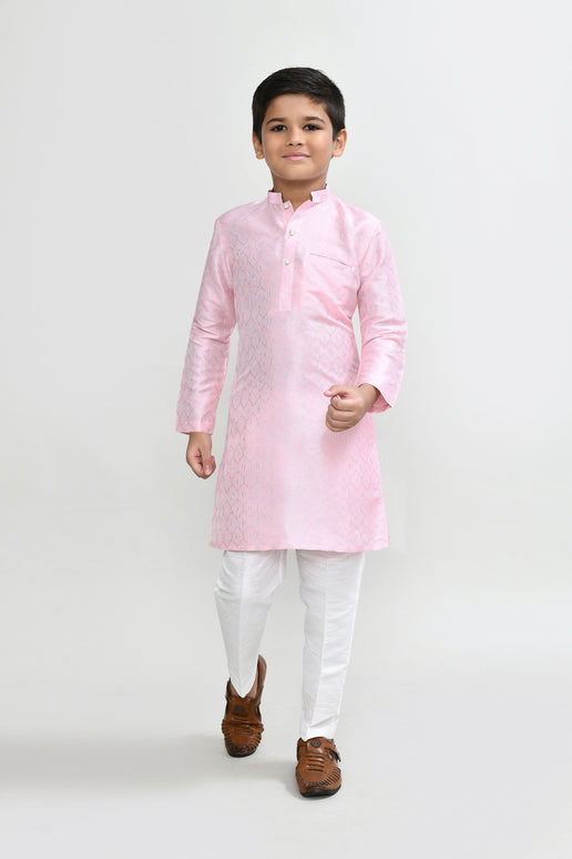 Joban Fashion Cotton Silk Pink Kurta With Straight Fit Pant