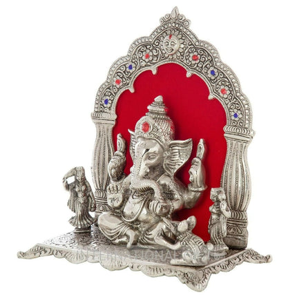 International Gift Silver-Plated Oxidized Finish Ganesha Idol