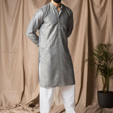 Grey Rayon Thread Embroidery Work Kurta Set - Mahotsav