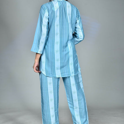 Morchari Digital Print Semi Muslin Co-Ord Set Top & Trouser-Multicolor