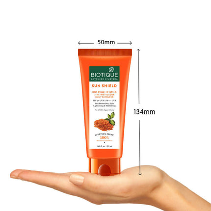 Biotique Bio Pink Lentils 3 In 1 Matte Look Sun Shield SPF 40