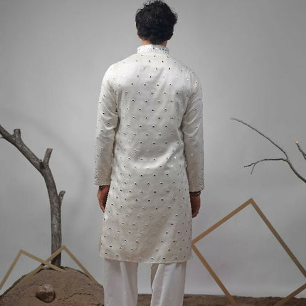 Off White Viscose Heavy Embroidery Work Kurta Set - Mahotsav